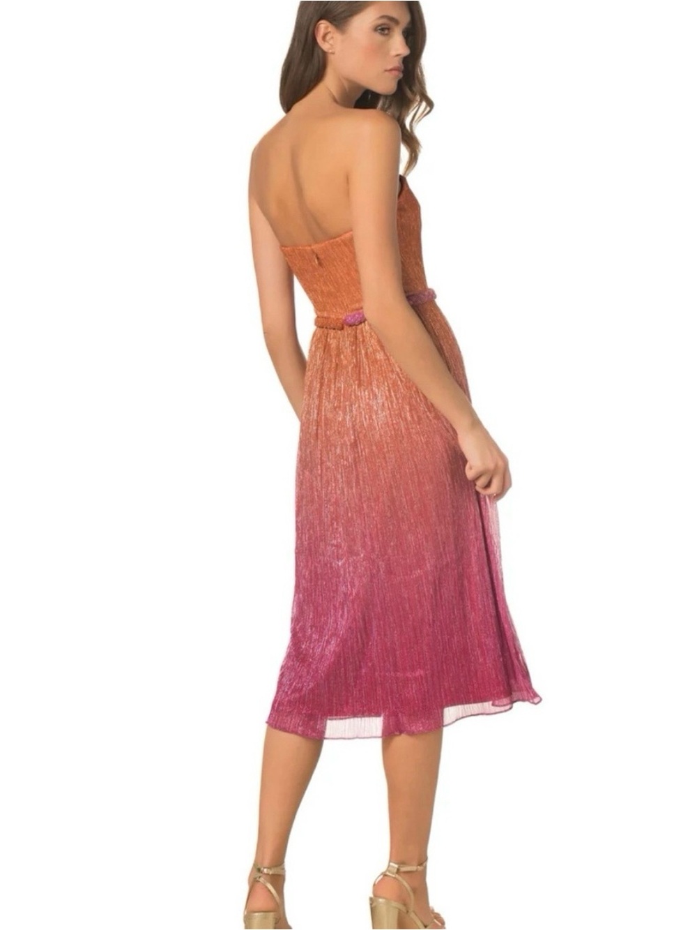 Dress the Population Strapless Ombre Dress in Orange and Pink - Picture 2 of 4